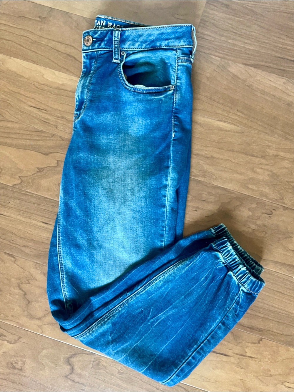 American Eagle Outfitters Distressed Blue Relaxed Denim Joggers 4